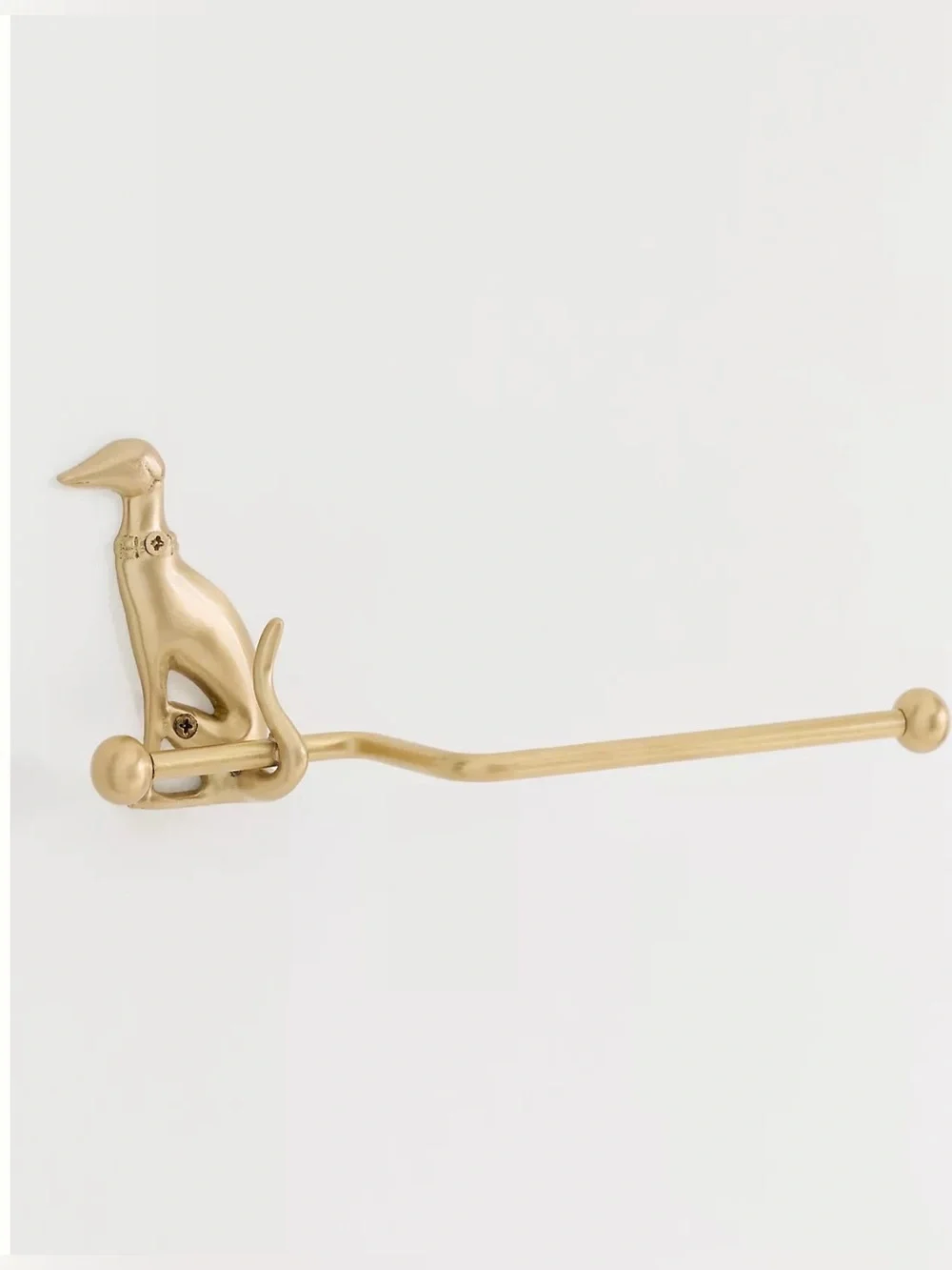 NEW Anthropologie Caine Dog Brass Toilet Paper Holder, Brushed Brass
